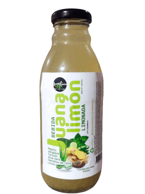 Limonada de Pepino, Jengibre, Apio, Semillas de chía con Prebióticos sin azúcar añadida
